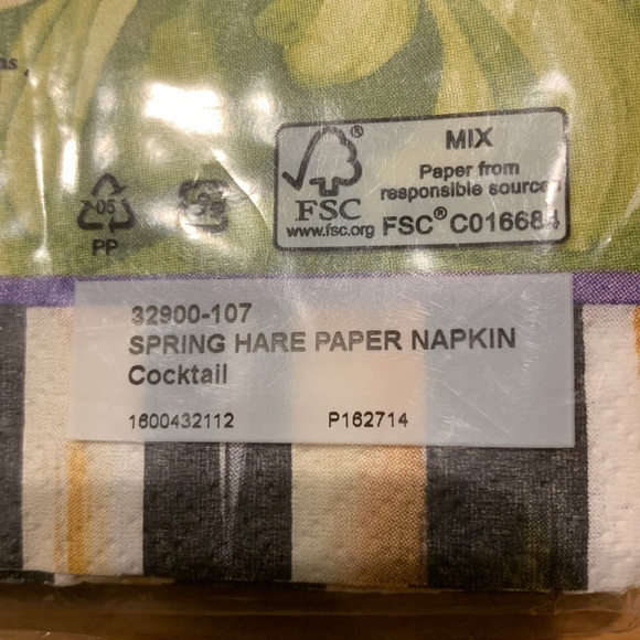 Brand New Rare Retired MACKENZIE CHILD'S Spring Hare Paper Napkins 20 Count Pack - Picture 4 of 7